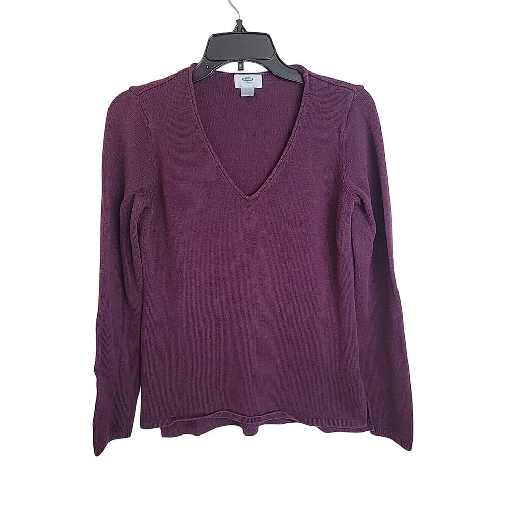 Old Navy Purple V-Neck Plush Hgh-Low Hem Long Sleeve Top Women's Size Medium